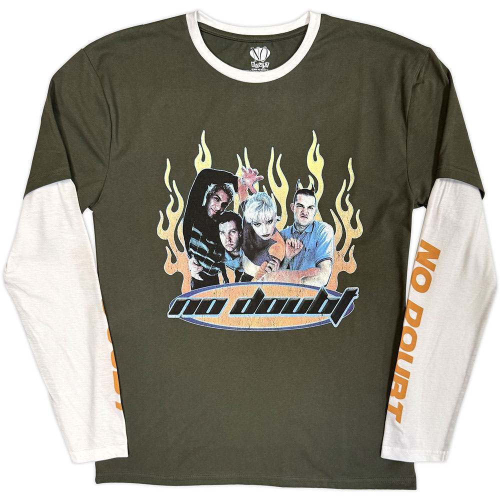 No Doubt - Flames Top à manches longues - Vert/Blanc